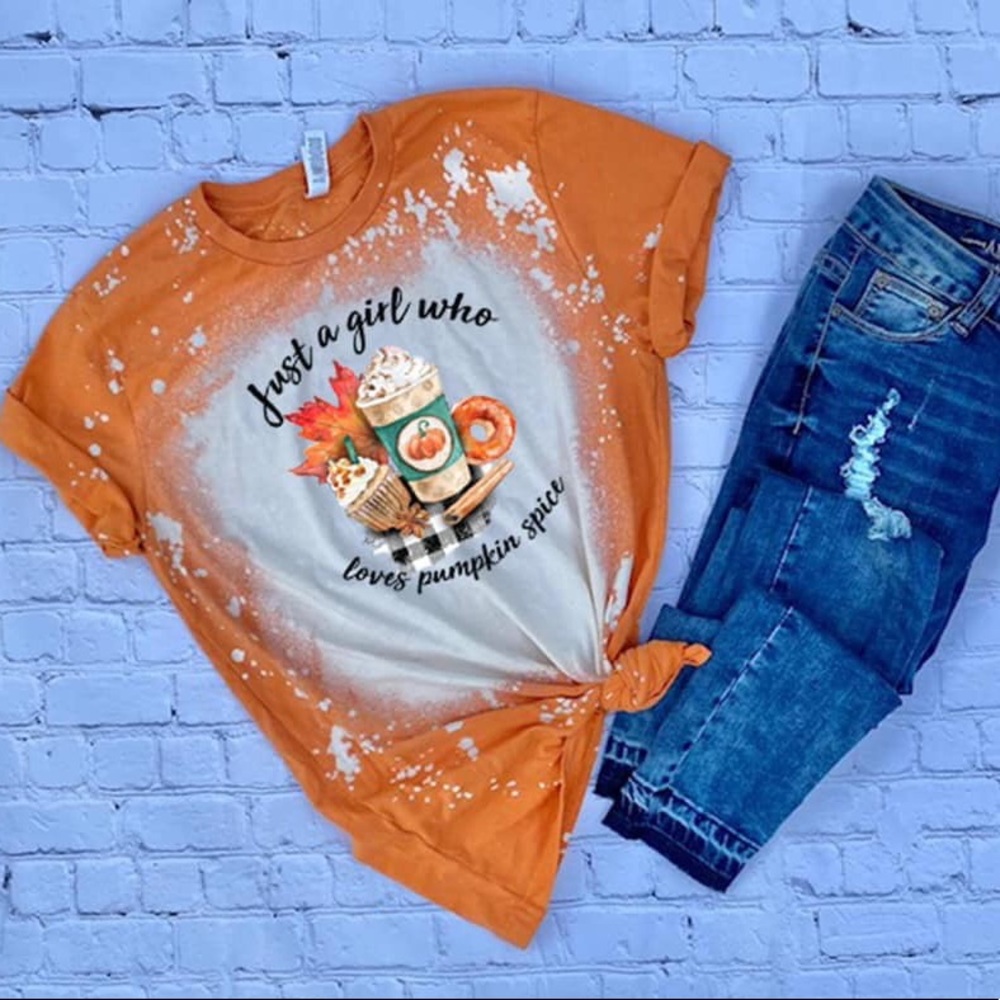 Pumpkin Spice, Tie Dye Graphic Tee; size Medium